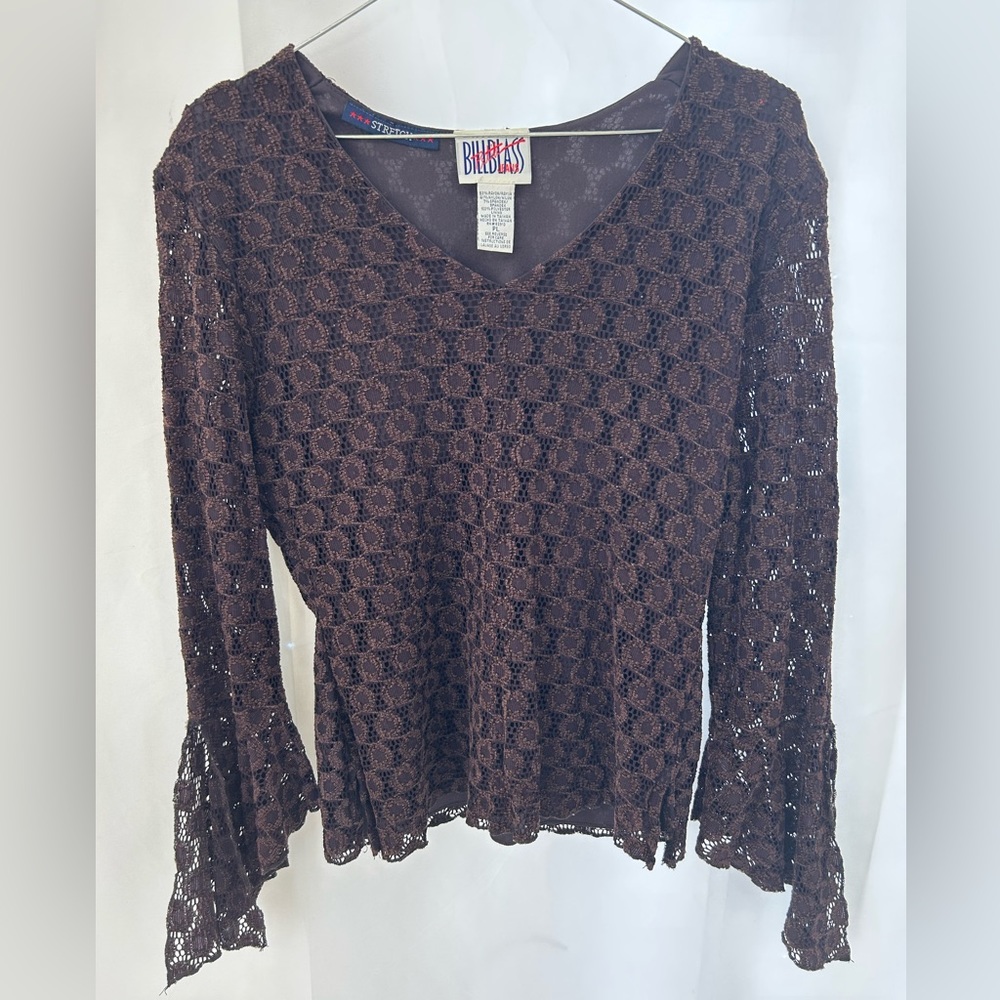 VTG 90s BILL BLASS Long Bell Sleeve Top
